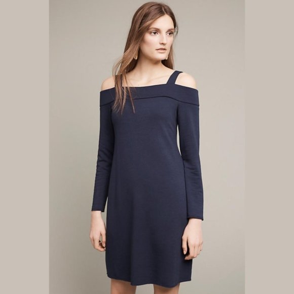 NWT Anthropologie Bailey 44 Open Shoulder Metro Dress in Navy NEW